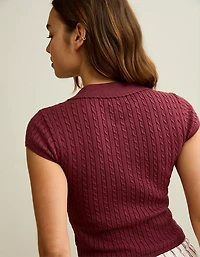 AE V-Neck Cable Knit Sweater Polo