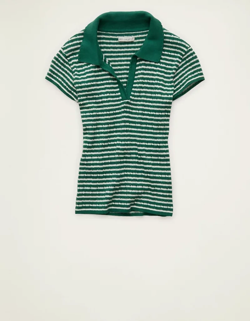 AE V-Neck Cable Knit Sweater Polo