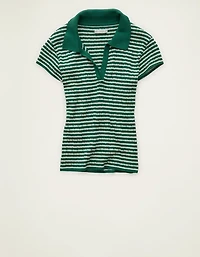 AE V-Neck Cable Knit Sweater Polo