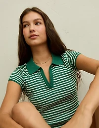 AE V-Neck Cable Knit Sweater Polo