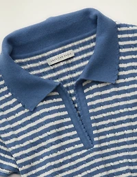 Polo chandail à encolure en V tricot torsadé AE