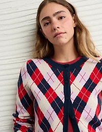 AE x The Summer I Turned Pretty Crew Neck Argyle Cardigan