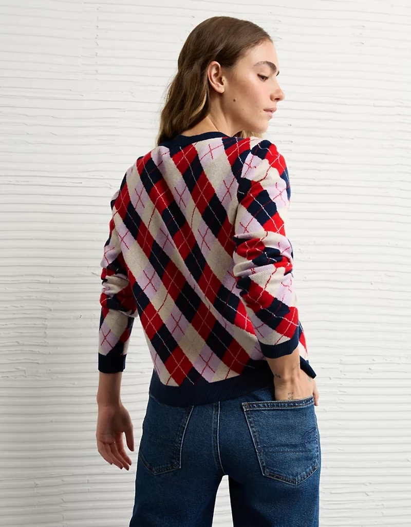 AE x The Summer I Turned Pretty Crew Neck Argyle Cardigan