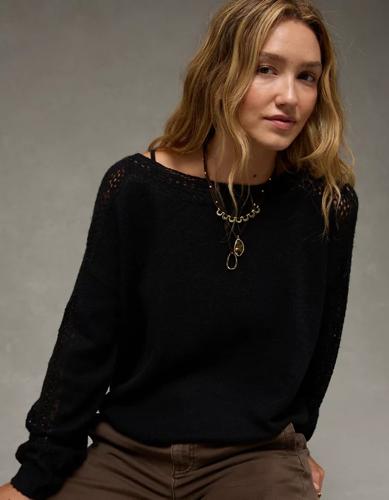 AE Whoa So Soft Lace Sweater