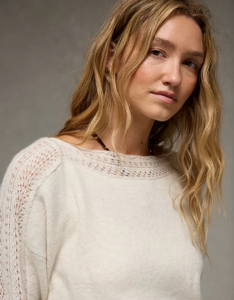AE Whoa So Soft Lace Sweater