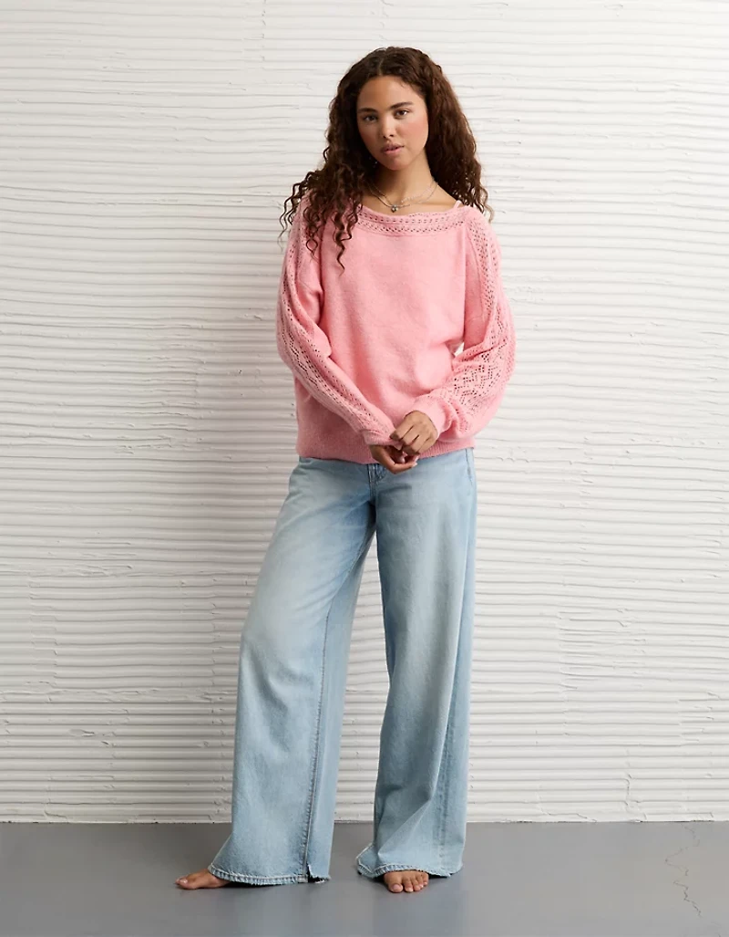 AE Whoa So Soft Lace Sweater