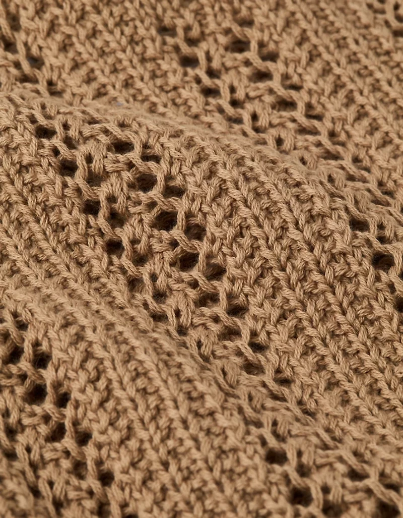 AE Cropped Crochet Boatneck Sweater