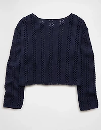 AE Cropped Crochet Boatneck Sweater