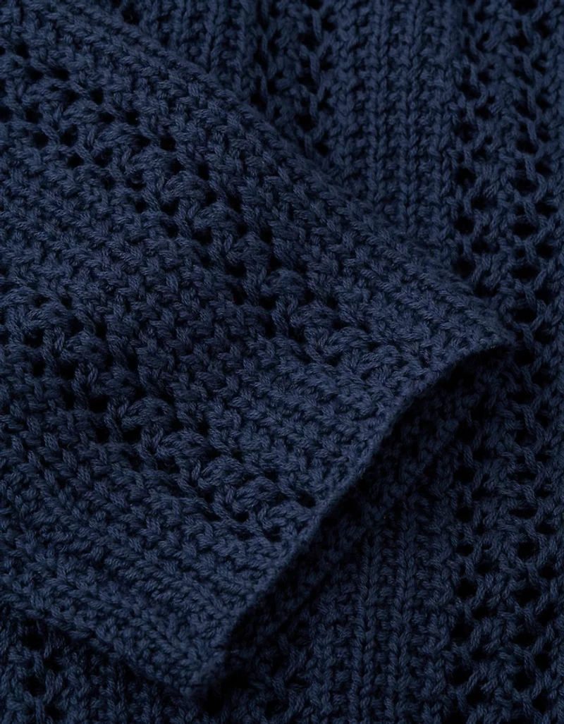 AE Cropped Crochet Boatneck Sweater