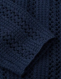 AE Cropped Crochet Boatneck Sweater