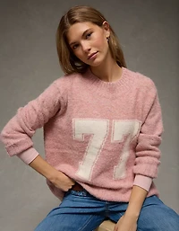 AE Oversized Faux Mohair Wide Cuff Sweater