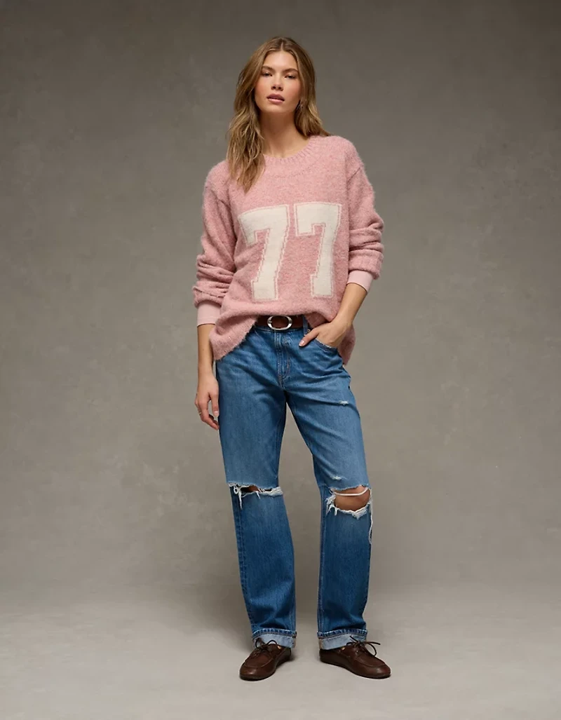 AE Oversized Faux Mohair Wide Cuff Sweater