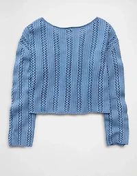 AE Cropped Crochet Boatneck Sweater