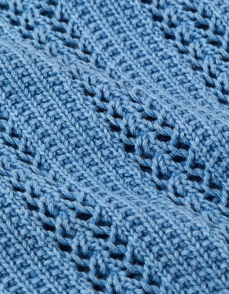 AE Cropped Crochet Boatneck Sweater