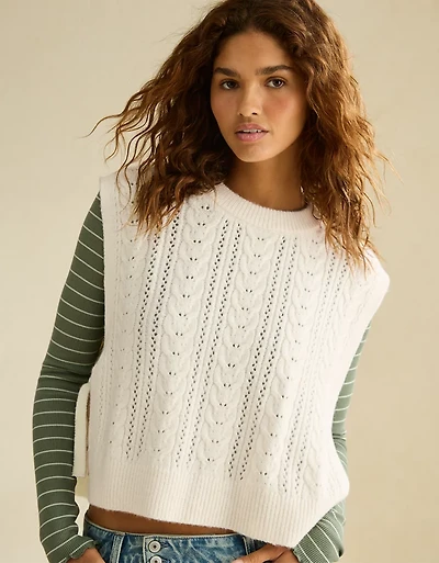 AE Whoa So Soft Cable Knit Vest