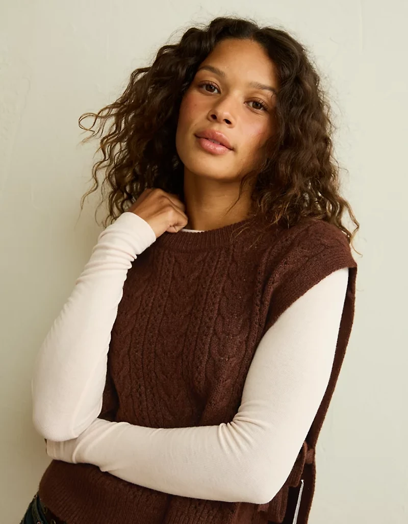 Veste sans manches en tricot torsadé Whoa Si douce AE