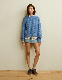 AE Cropped Cable Knit Sweater