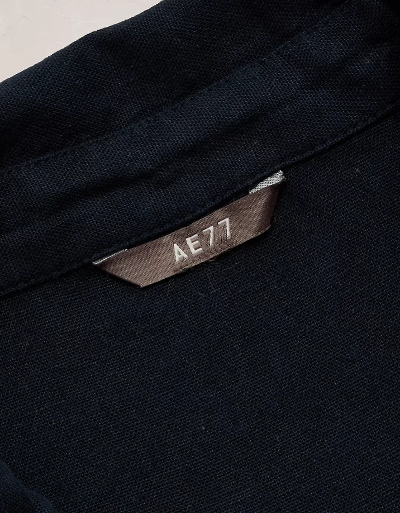 AE77 Embroidered Linen-Blend Button-Up Shirt