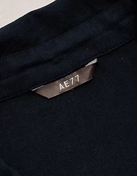 AE77 Embroidered Linen-Blend Button-Up Shirt