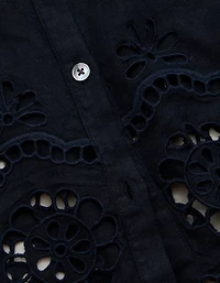 AE77 Embroidered Linen-Blend Button-Up Shirt