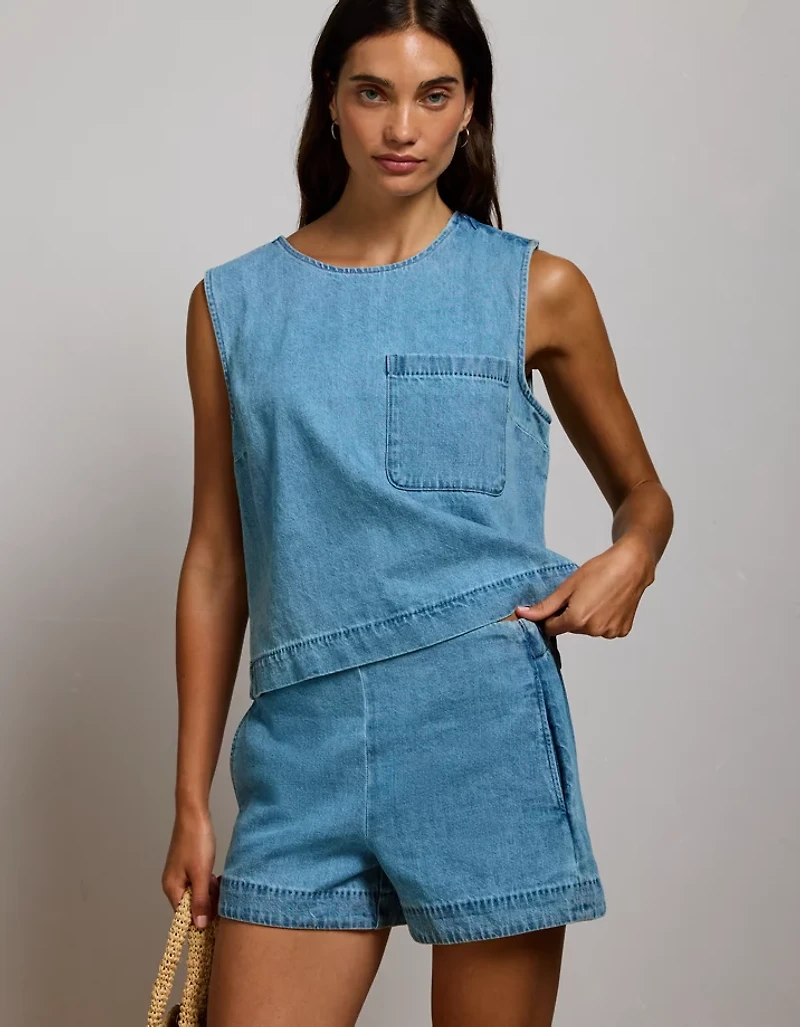 AE77 Boxy Chambray Top