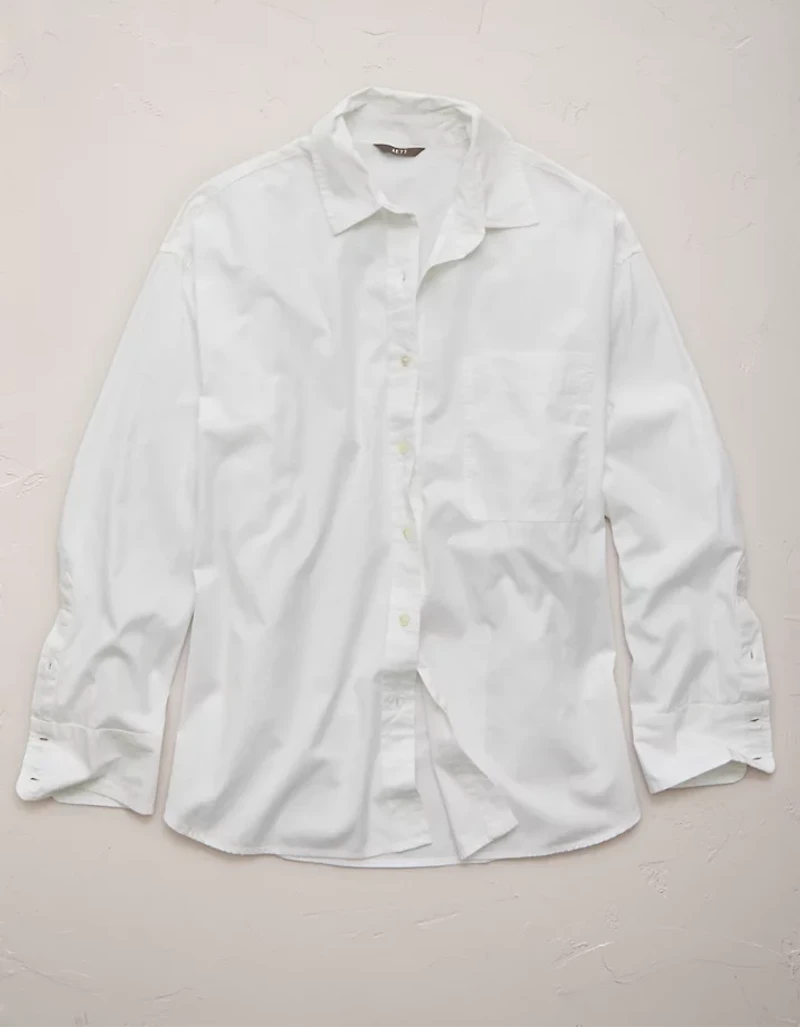 Chemise surdimensionnée à col boutonné en popeline AE77