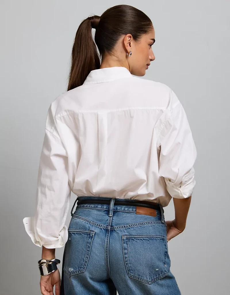 Chemise surdimensionnée à col boutonné en popeline AE77