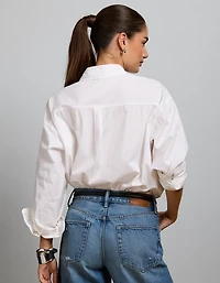 Chemise surdimensionnée à col boutonné en popeline AE77