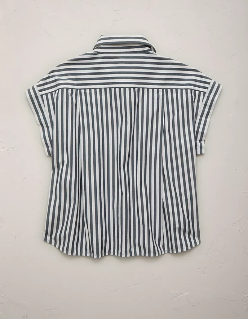 AE77 Cropped Poplin Short-Sleeve Shirt