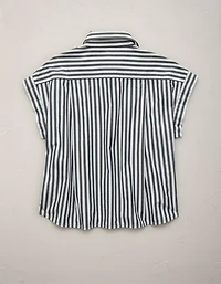 AE77 Cropped Poplin Short-Sleeve Shirt
