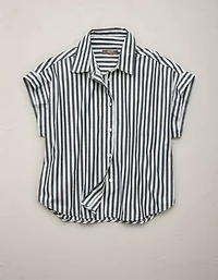 AE77 Cropped Poplin Short-Sleeve Shirt