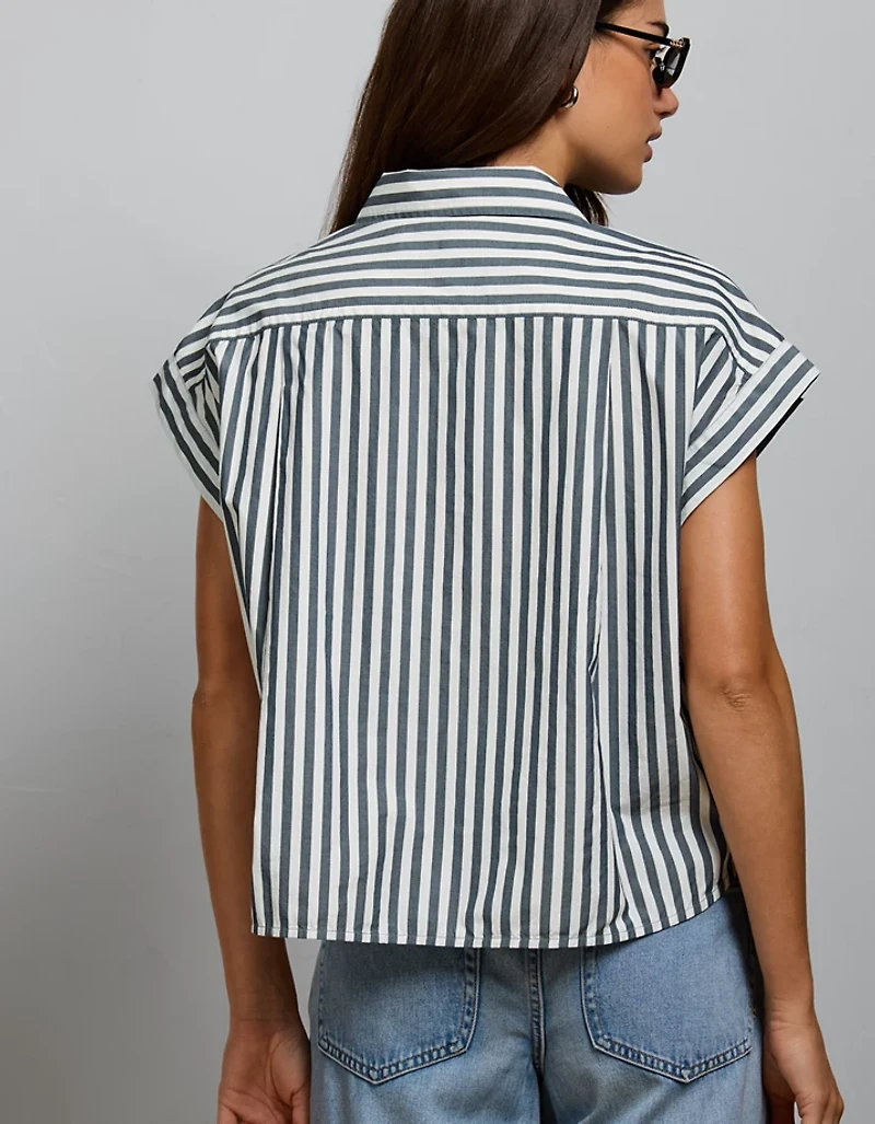 AE77 Cropped Poplin Short-Sleeve Shirt