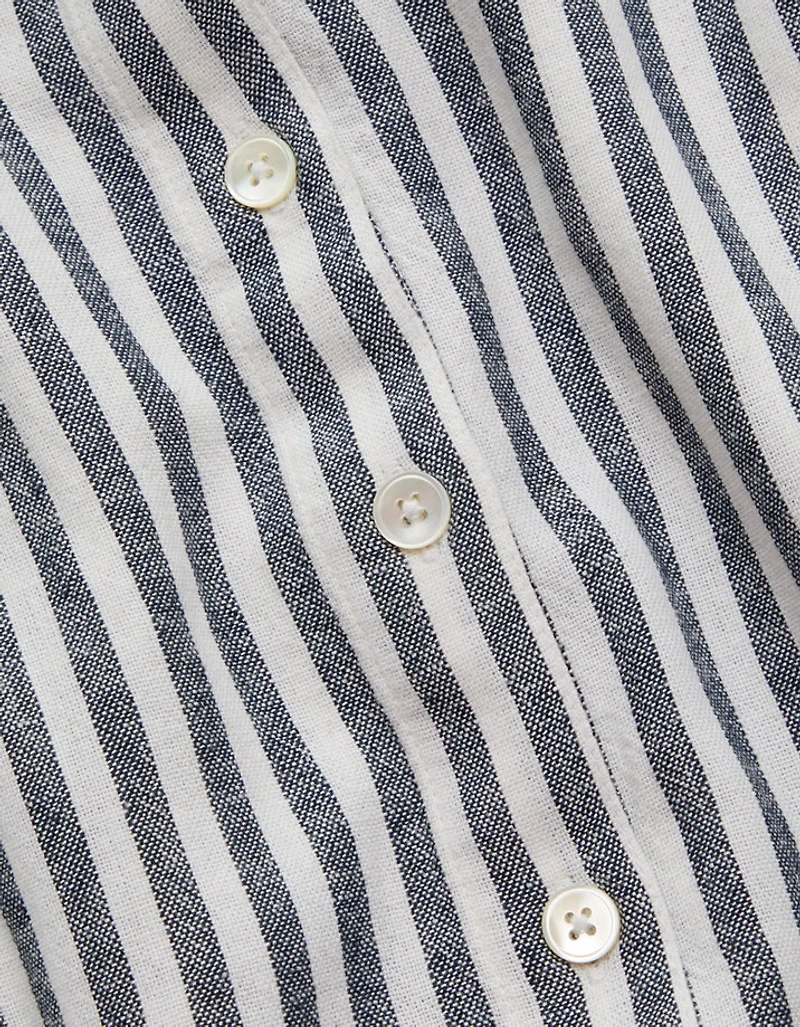 AE77 Boxy Linen-Blend Button-Up Shirt