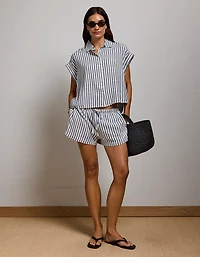 AE77 Boxy Linen-Blend Button-Up Shirt