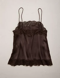 AE77 Satin Slip Lace Cami Top