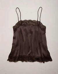 AE77 Satin Slip Lace Cami Top