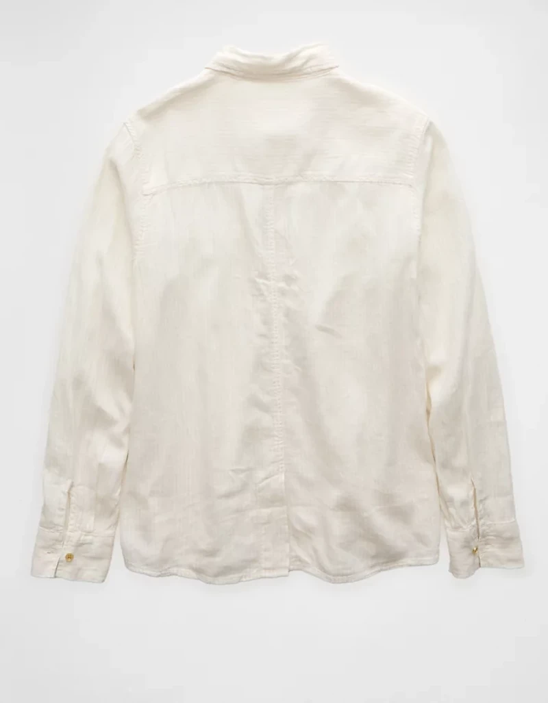 AE Weekend Vibes Linen-Blend Long-Sleeve Button-Up Shirt