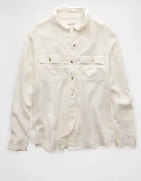 AE Weekend Vibes Linen-Blend Long-Sleeve Button-Up Shirt