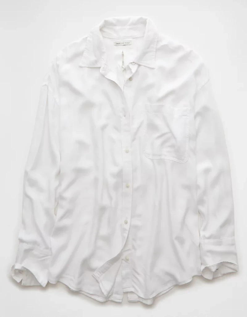 AE Long-Sleeve Tie Back Button-Up Shirt