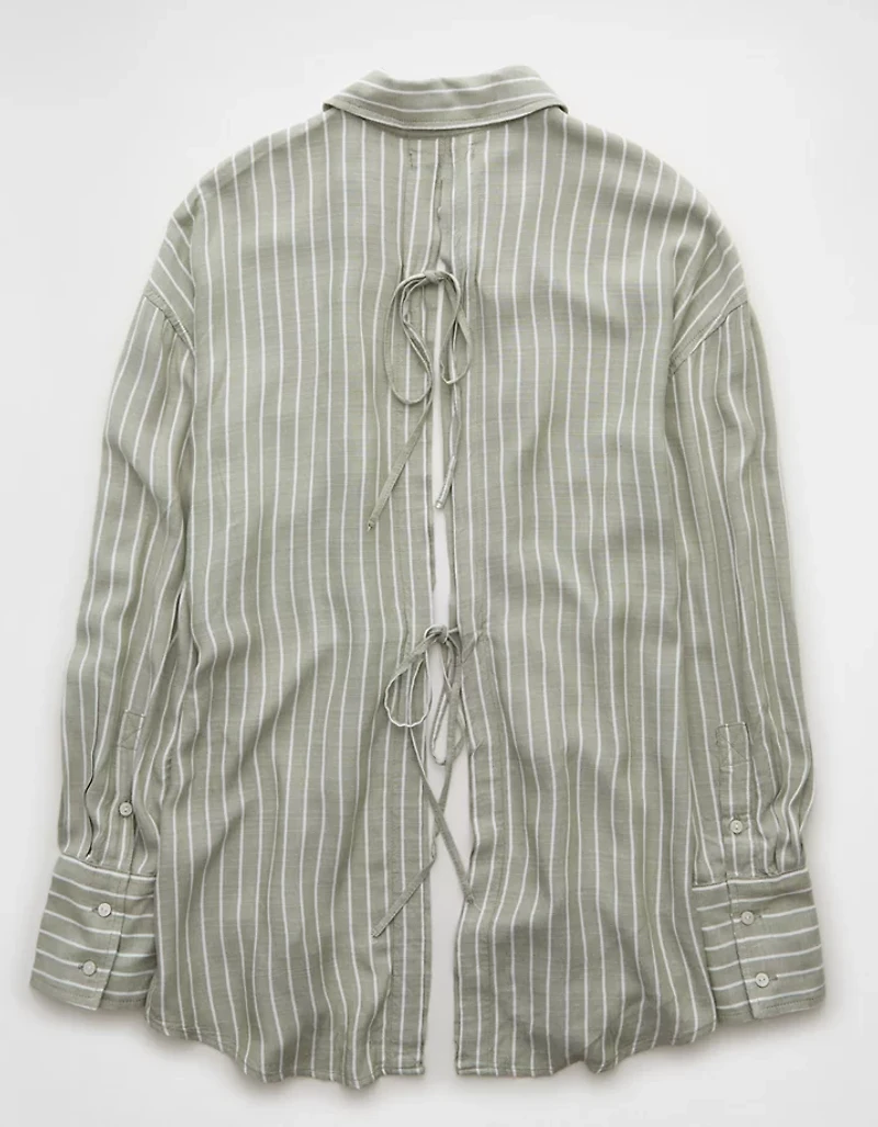 AE Long-Sleeve Tie Back Button-Up Shirt