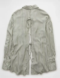 AE Long-Sleeve Tie Back Button-Up Shirt