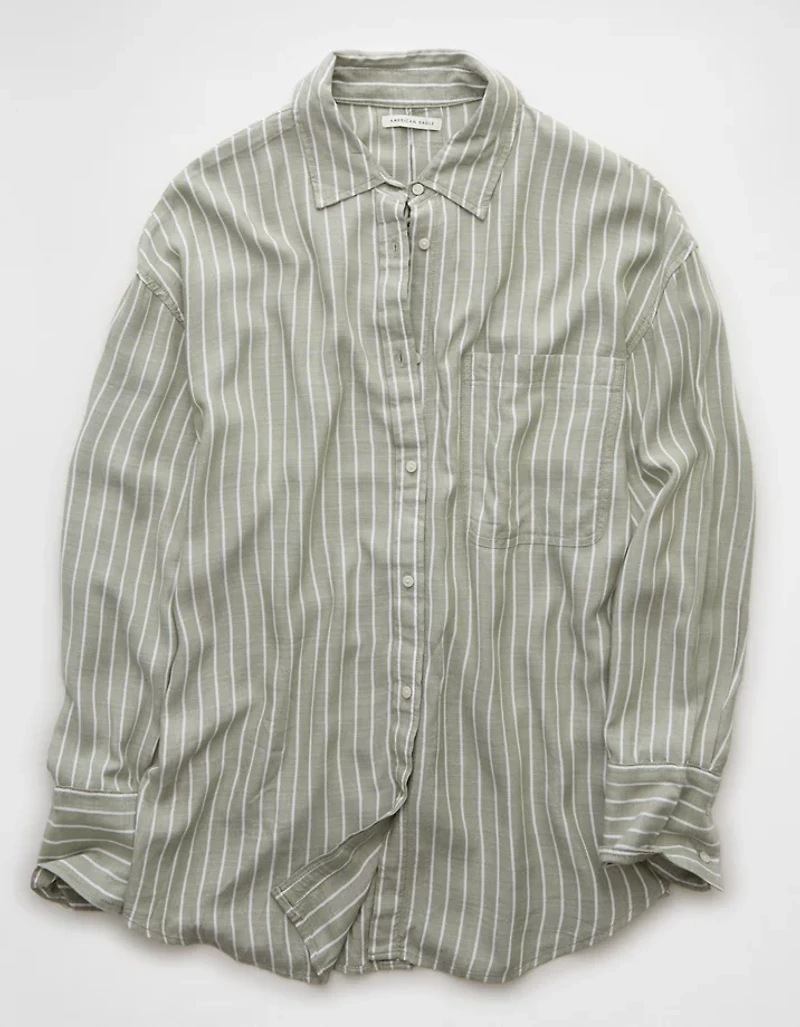 AE Long-Sleeve Tie Back Button-Up Shirt
