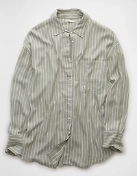 AE Long-Sleeve Tie Back Button-Up Shirt