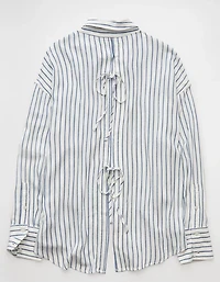 AE Long-Sleeve Tie Back Button-Up Shirt