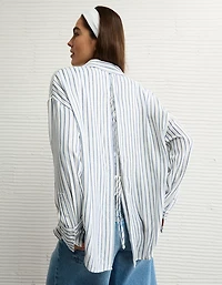 AE Long-Sleeve Tie Back Button-Up Shirt