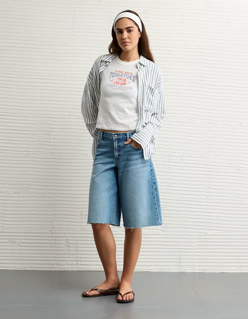 AE Long-Sleeve Tie Back Button-Up Shirt