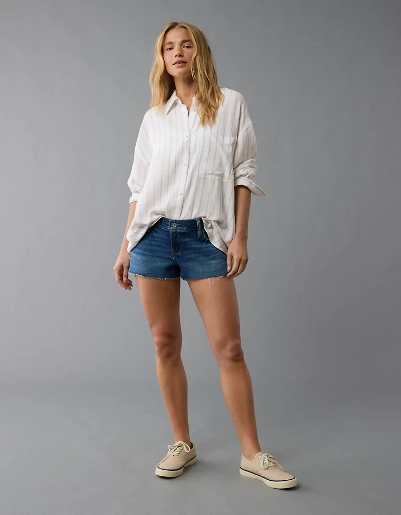AE Long-Sleeve Tie Back Button-Up Shirt
