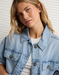 Veste-chemise en denim ornée de clous décoratifs AE