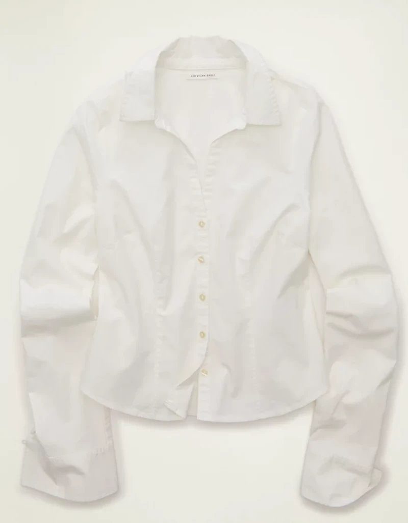 Chemise boutonnée en popeline à coupe ajustée AE