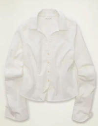 Chemise boutonnée en popeline à coupe ajustée AE